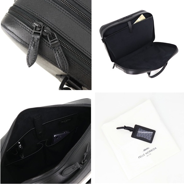 ペッレモルビダ ブリーフケース CAPITANO キャピターノ 型押しレザー 2WAY 2ルーム ブリーフバッグ PELLE MORBIDA PMO-CA014A PMO（ブラック×ブラック）
