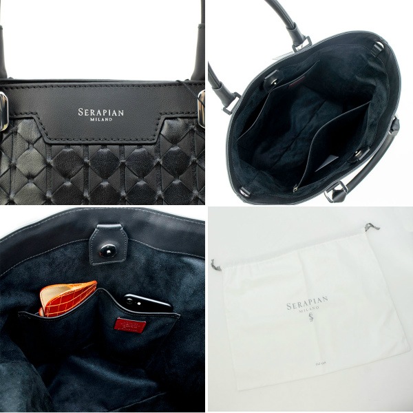 【セール】セラピアン トートバッグ カーフレザー 2WAYトートバッグ SERAPIAN Mosaico VERTICAL TOTE MOSA7109-M33 SRP 007 Chiaroscuro 【返品交換不可】