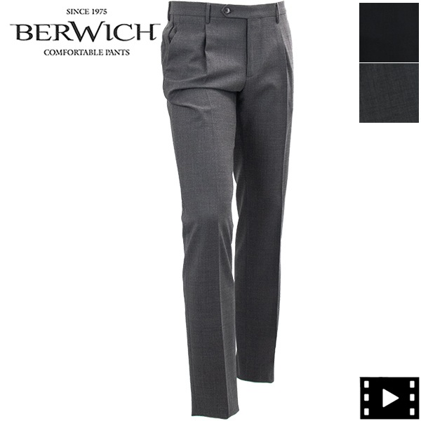 ベルウィッチ パンツ メンズ ストレッチウール スリムテーパード 1タック スラックス BERWICH JMORELLO BRW 1P BN6000X BE232UAMOLELLBN6000