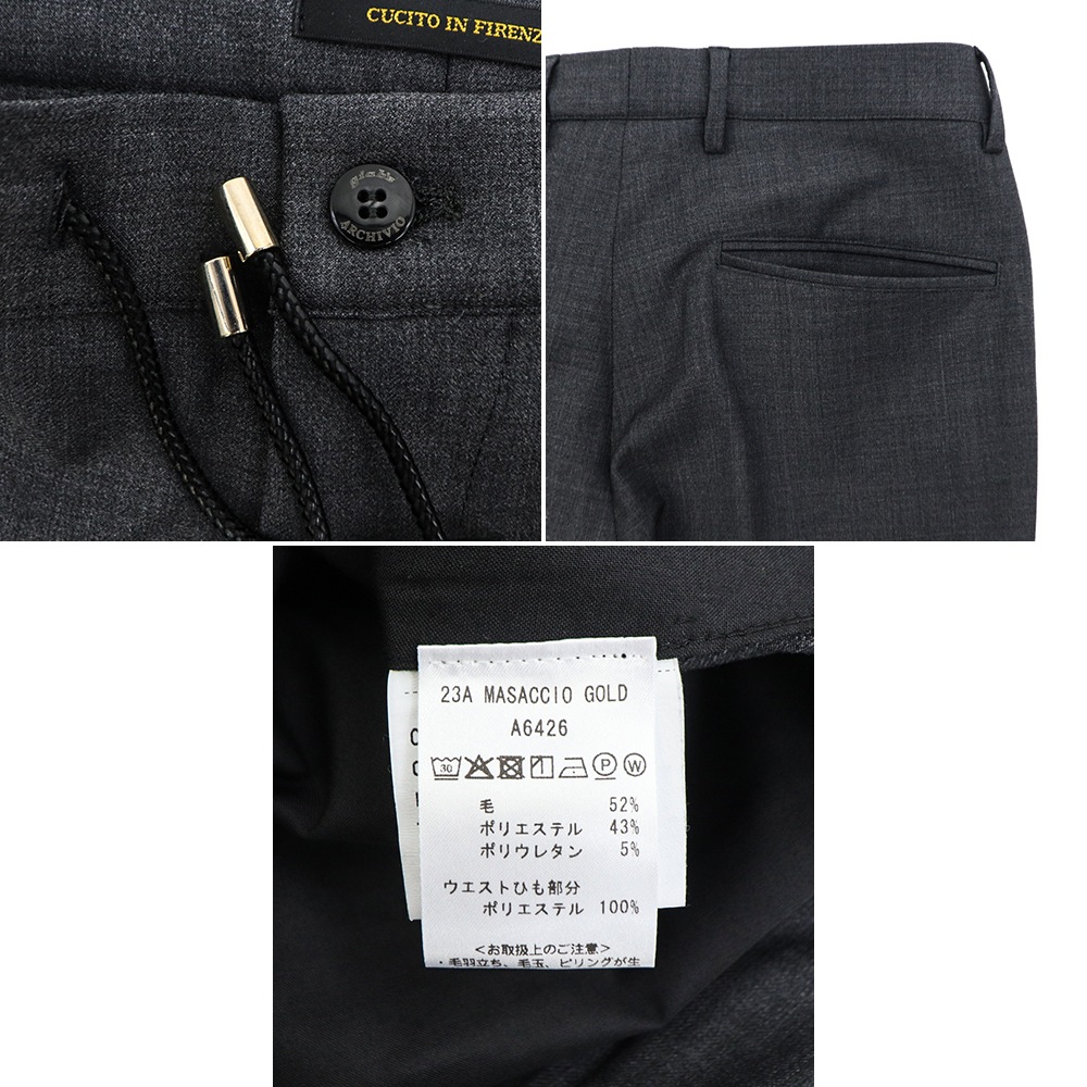 ジャブスアルキヴィオ パンツ メンズ トップウールトロピカル クリースステッチ テーパードパンツ マサッチョ ゴールド giabsarchivio MASACCIO GOLD GBS A6426 秋冬新作