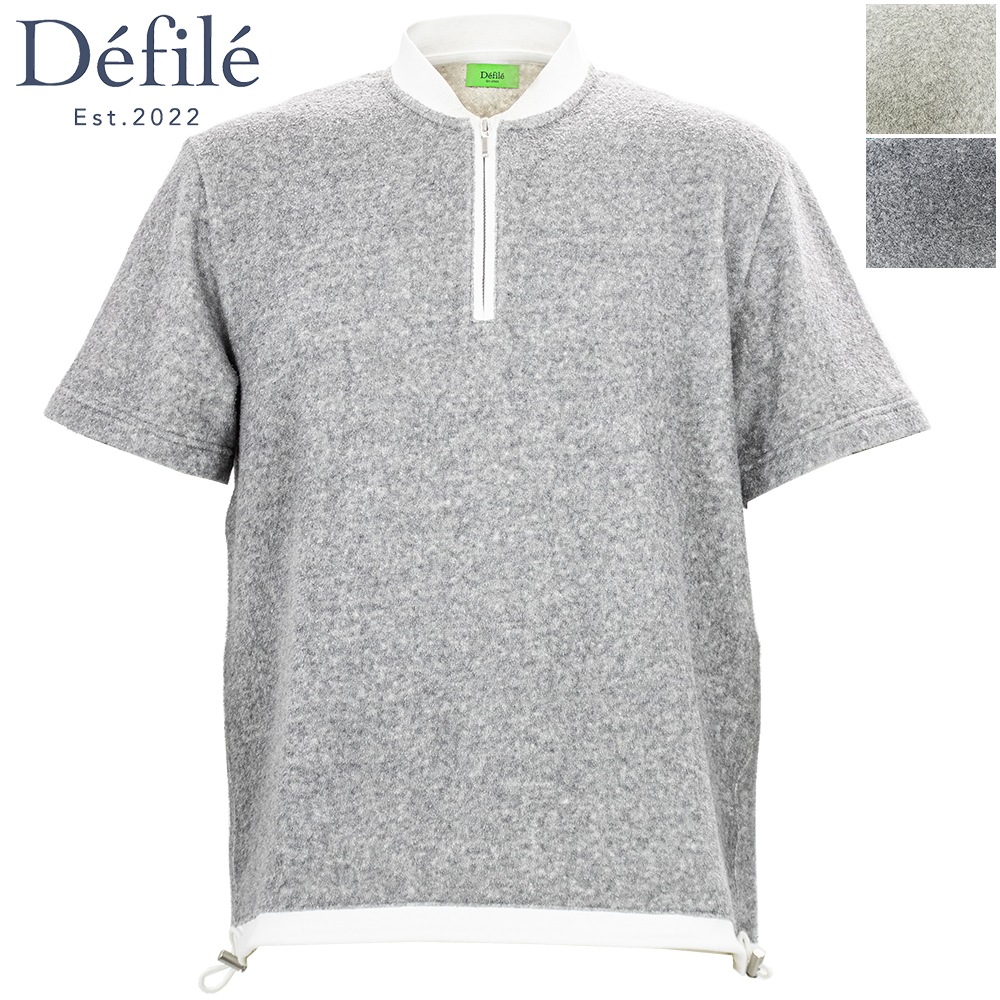 デフィレ Tシャツ メンズ 吊り裏毛 パイル コットン ジップヘンリー 半袖Tシャツ Defile DF25-SS001 DFL 春夏新作