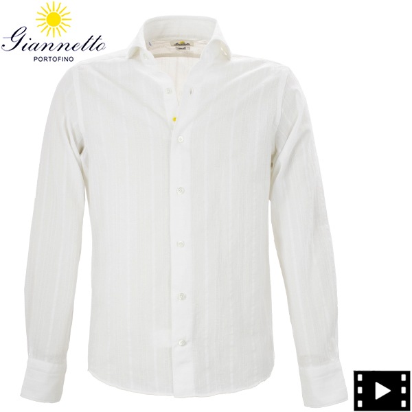 ジャンネット シャツ メンズ カッタウェイ ヴィンチフィット コットン 織りストライプ GIANNETTO VINCI FIT 278600V84 GNT 0001