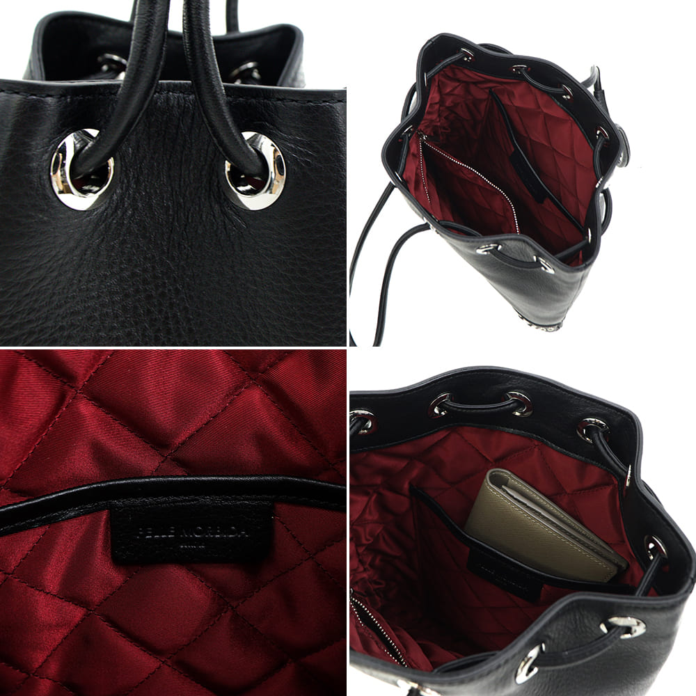 ペッレモルビダ バッグ 牛革 シュリンクレザー スタッズ 2WAY ドローストリングバッグ ロンドンコレクション PELLE MORBIDA London PMO-MB080LO PMO BLACK 秋冬新作