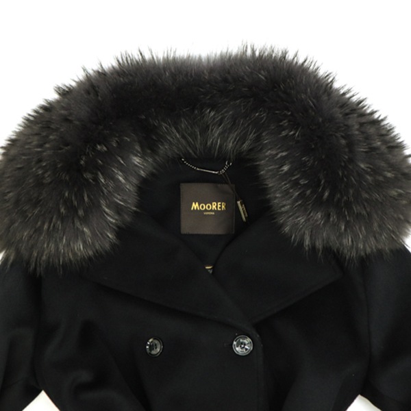 ムーレー コート レディース カシミヤ混ウール ベルテッドロングコート MOORER MALAIKA-FUR-LE MRE 81135 NERO 秋冬新作
