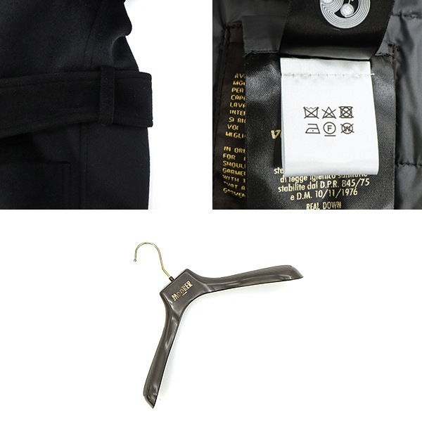 ムーレー コート レディース カシミヤ混ウール ベルテッドロングコート MOORER MALAIKA-FUR-LE MRE 81135 NERO 秋冬新作