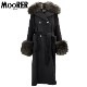 ムーレー コート レディース カシミヤ混ウール ベルテッドロングコート MOORER MALAIKA-FUR-LE MRE 81135 NERO 秋冬新作