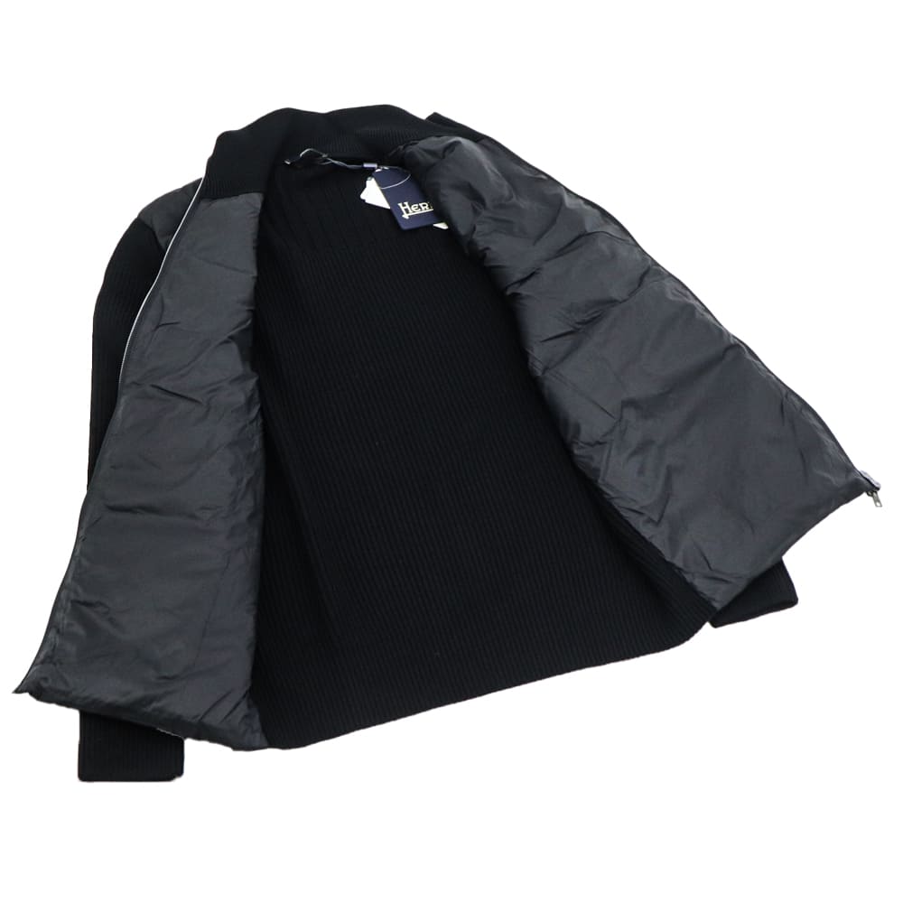 ヘルノ ダウン メンズ ウールニット ポリエステル 切り替え スタンドカラー ダウンブルゾン HERNO MP000126U HER 70061 9300 秋冬新作