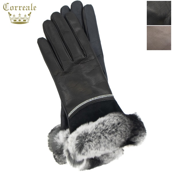 コレアーレグローブス 手袋 レディース タッチパネル対応手袋 ラインストーングローブ Correale gloves CRL-0171 CRG 