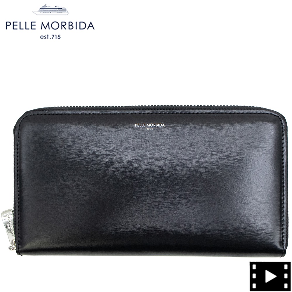 ペッレモルビダ 財布 Victoria社 カーフレザー ラウンドジップ長財布 バルカ PELLE MORBIDA BARCA PMO-BA711 PMO BLACK 秋冬新作