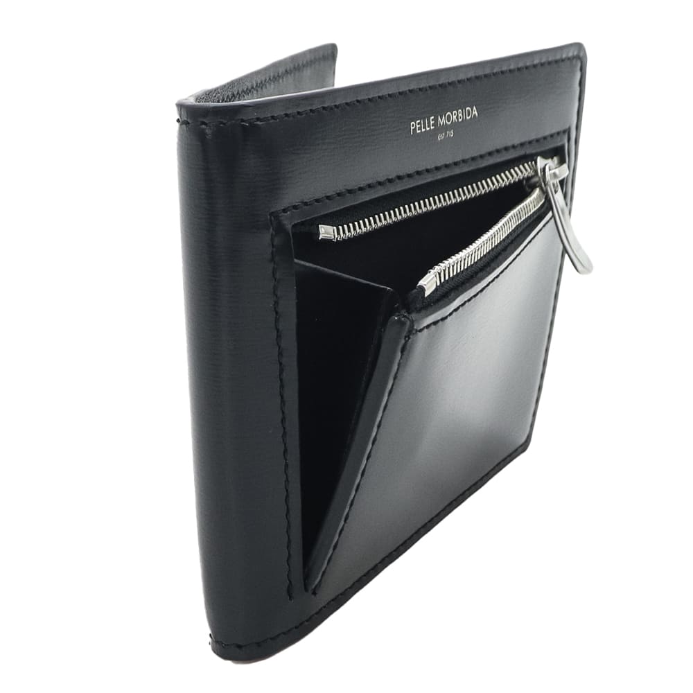 ペッレモルビダ 財布 Victoria社 カーフレザー コンパクト財布 バルカ PELLE MORBIDA BARCA PMO-BA729 PMO BLACK 秋冬新作