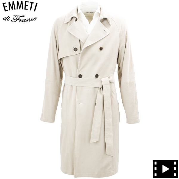 エンメティ コート メンズ ゴートスエード トレンチコート EMMETI KILLIN EMT CAMOSCIO 6004 GHIAIA 