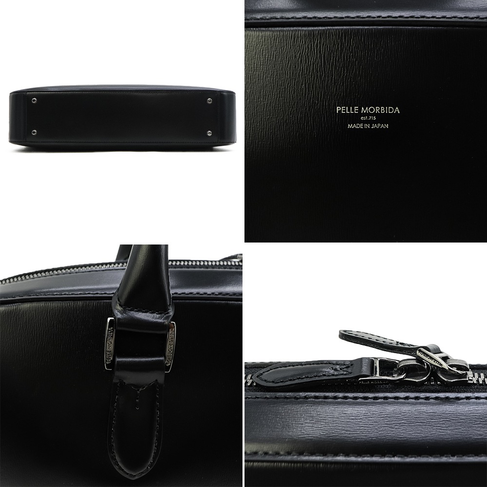 ペッレモルビダ ブリーフケース 牛革 ガラスレザー 1ルームブリーフバッグ キャピターノ PELLE MORBIDA Capitano PMO-CA401 PMO BLACK 秋冬新作