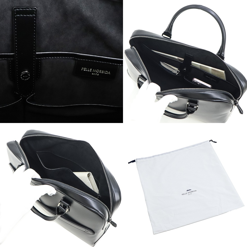 ペッレモルビダ ブリーフケース 牛革 ガラスレザー 1ルームブリーフバッグ キャピターノ PELLE MORBIDA Capitano PMO-CA401 PMO BLACK 秋冬新作