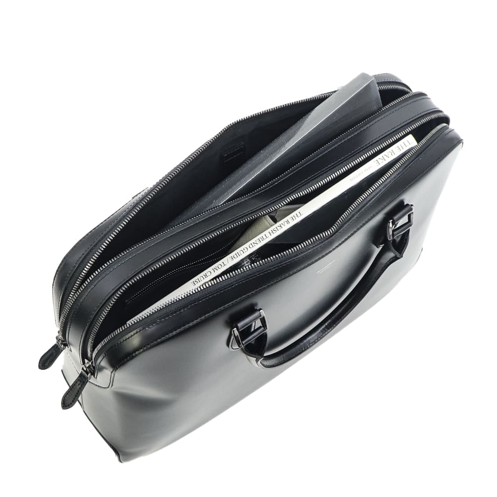 ペッレモルビダ ブリーフケース 牛革 ガラスレザー 2ルームブリーフバッグ キャピターノ PELLE MORBIDA Capitano PMO-CA402 PMO BLACK 秋冬新作
