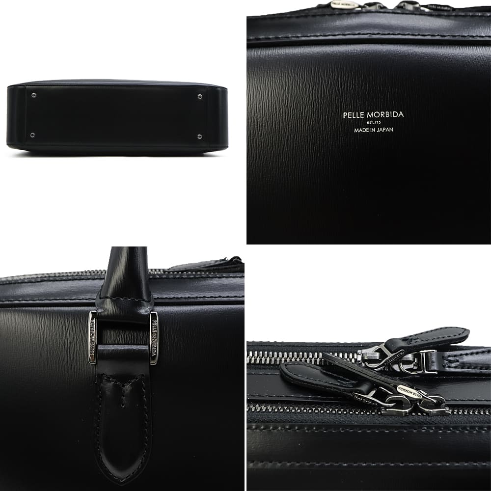 ペッレモルビダ ブリーフケース 牛革 ガラスレザー 2ルームブリーフバッグ キャピターノ PELLE MORBIDA Capitano PMO-CA402 PMO BLACK 秋冬新作