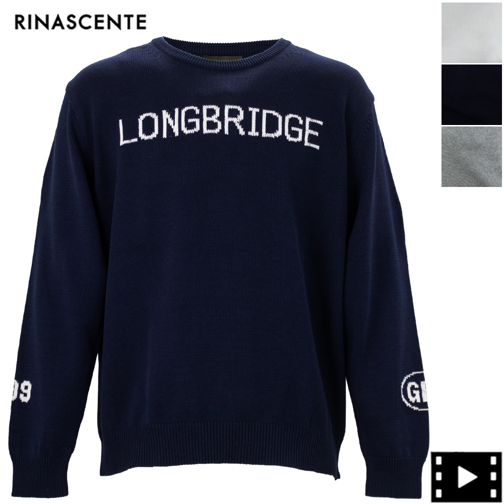 リナシェンテ ニット メンズ コットンニット ロゴ クルーネックセーター RINASCENTE 233-85002 春夏新作