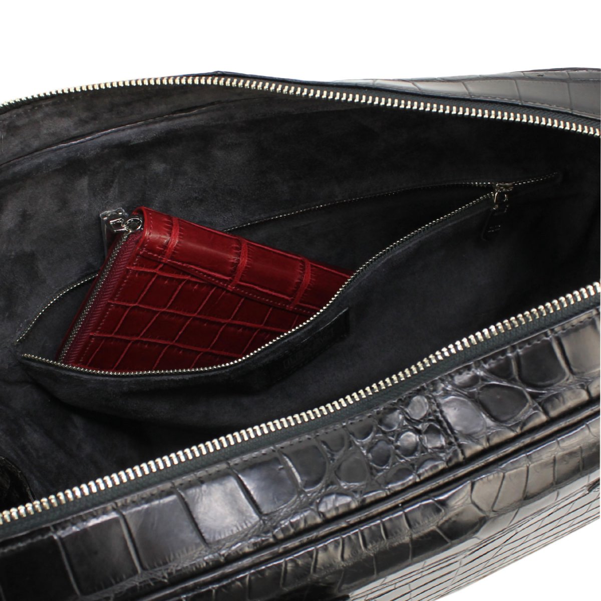 レザック ブリーフケース ポロサス クロコダイル レザー ブリーフケース LE'SAC POROSUS ROMA40（ブラック×チャコール） 
