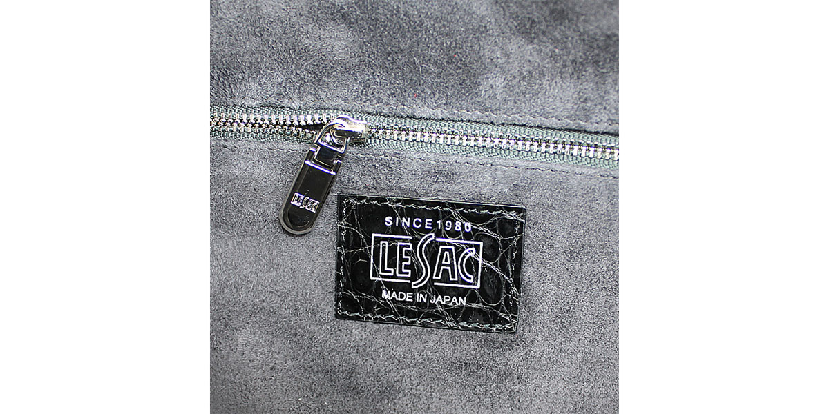 レザック ブリーフケース ポロサス クロコダイル レザー ブリーフケース LE'SAC POROSUS ROMA40（ブラック×チャコール） 