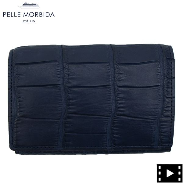 PELLE MORBIDA ナイルクロコ 定価4万 カードケース ブルー ワニ PELLE MORBIDA ナイルクロコ 定価4万 カードケース ブルー ワニ