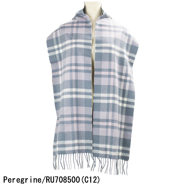 未使用級 ジョンストンズ オブ エルガン カシミヤ100％ チェック柄 マフラー Johnstons of Elgin（ジョンストンズ オブ エルガン） ジョンストンズ