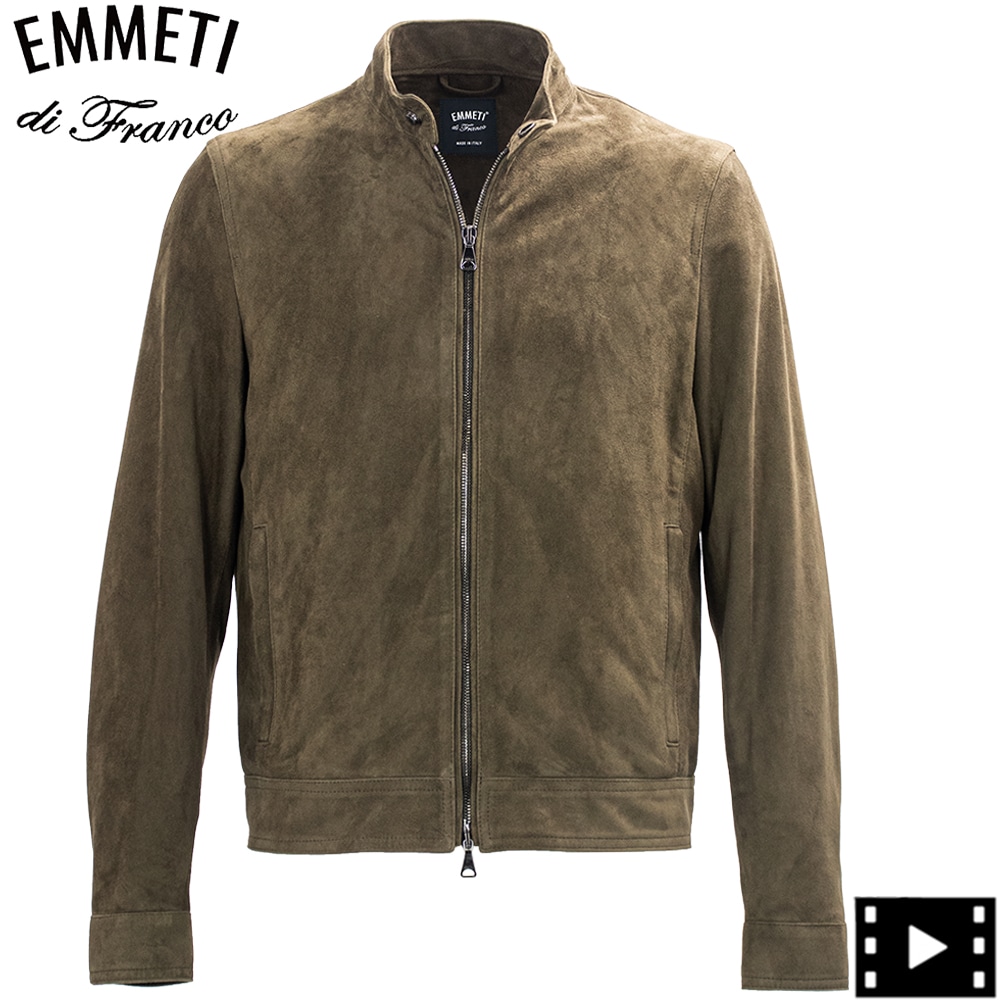 EMMETI 48 レザー切替 blouson ゴートスキン スエード エンメティ ライダース メンズ スペシャルレザー ゴートスエード