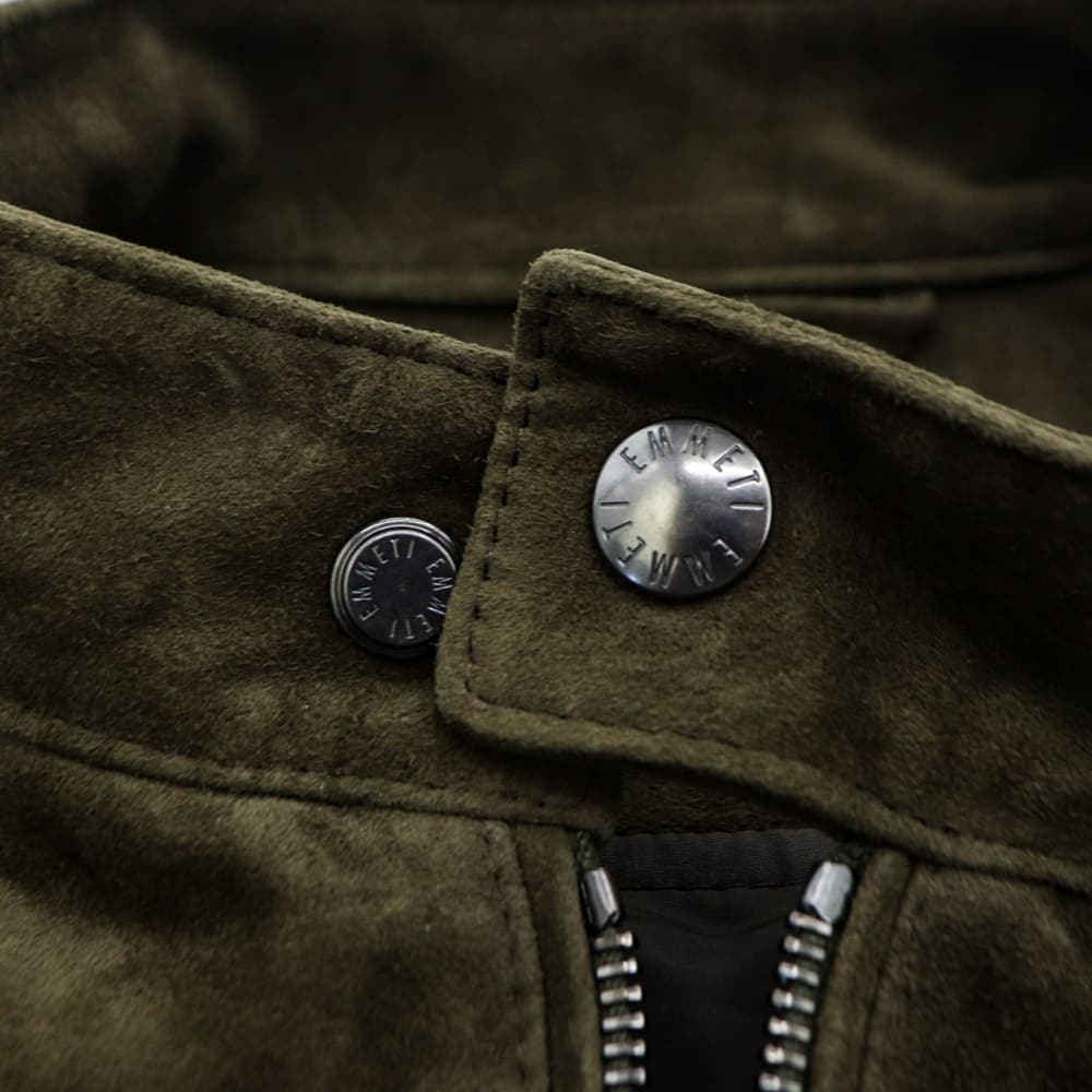 メンズ ゴートスエード シングルライダース エンメティ ライダース メンズ スペシャルレザー ゴートスエード