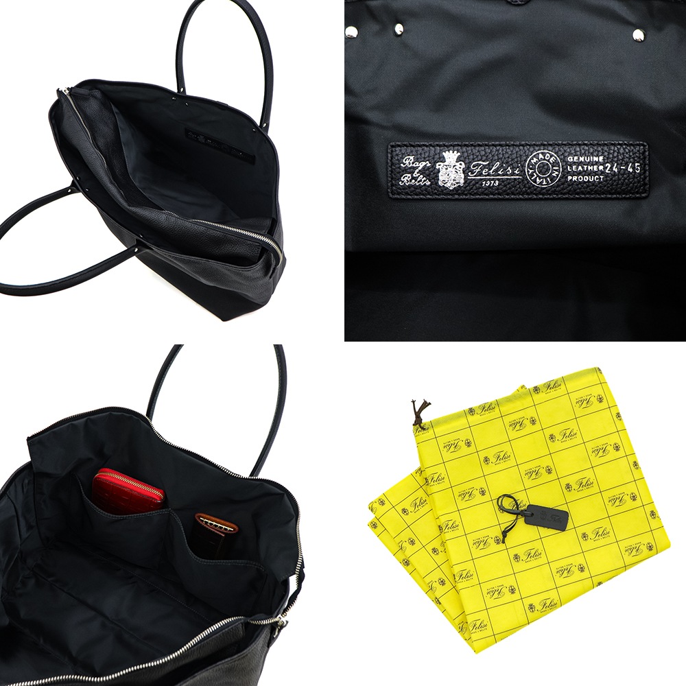 フェリージ バッグ シュリンクレザー ビジネストートバッグ Felisi 24/45/LD+DS FLS 001 BLACK 春夏新作