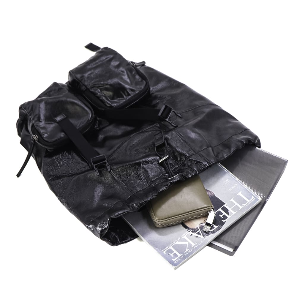 エスマーノ バッグ 羊革 シープレザー ドローストリング バックパック リュック S.MANO SMN023 SMN IMPERIA BLACK 秋冬新作