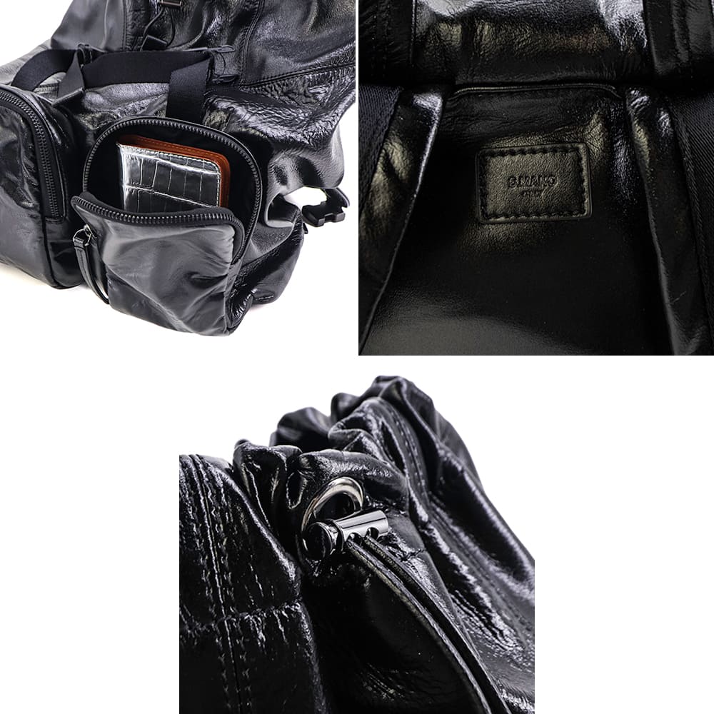 エスマーノ バッグ 羊革 シープレザー ドローストリング バックパック リュック S.MANO SMN023 SMN IMPERIA BLACK 秋冬新作