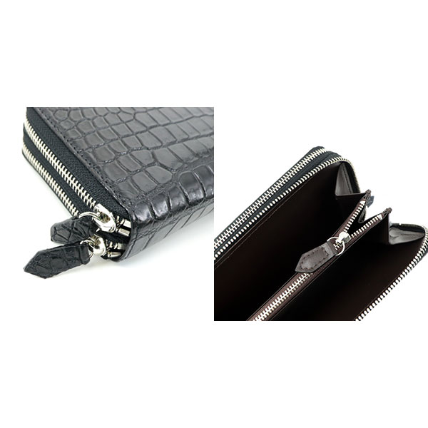 レザック 財布 ナイルクロコダイル レザー ラウンドジップ Wファスナー 長財布 LE'SAC 8175 LSC BLACK 