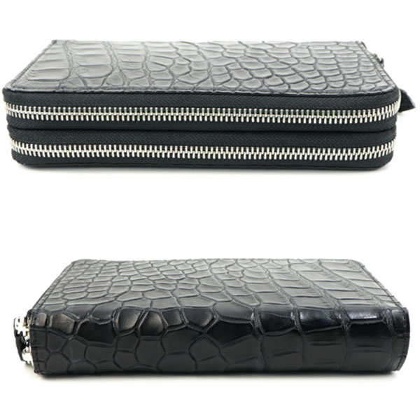 レザック 財布 ナイルクロコダイル レザー ラウンドジップ Wファスナー 長財布 LE'SAC 8175 LSC BLACK 