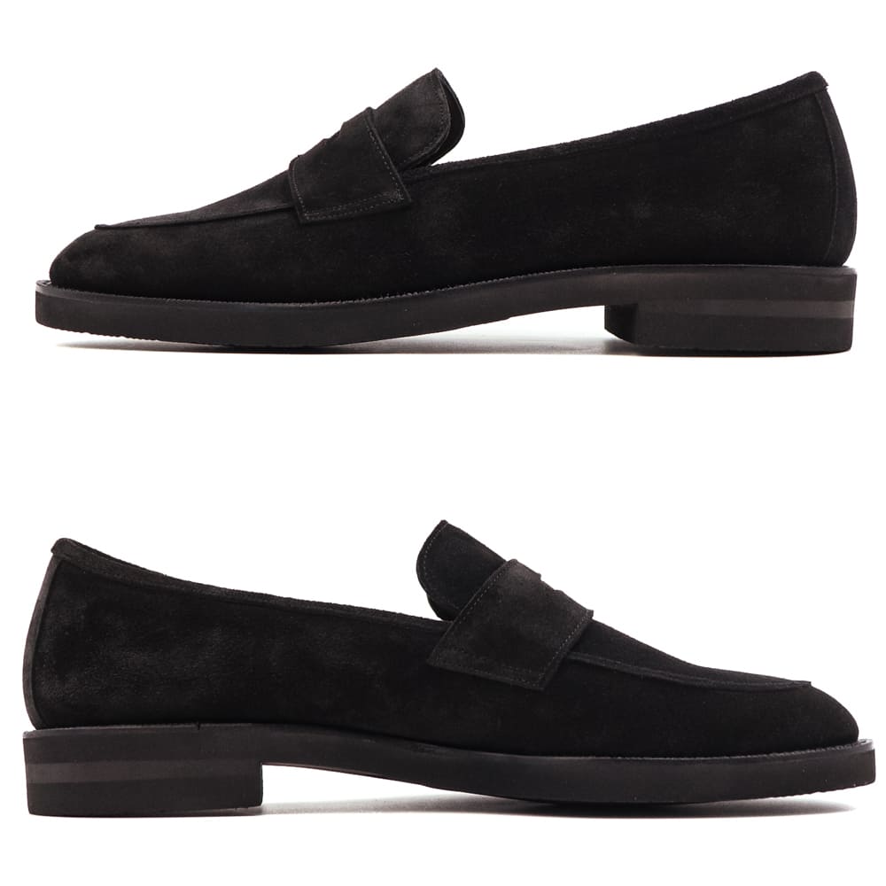 ダブルエイチ レザーシューズ メンズ チャールズFステッド社 ヤヌスカーフ スエード コインローファー ソフトシリーズ WH WHF-0004J WH0 BLK 秋冬新作