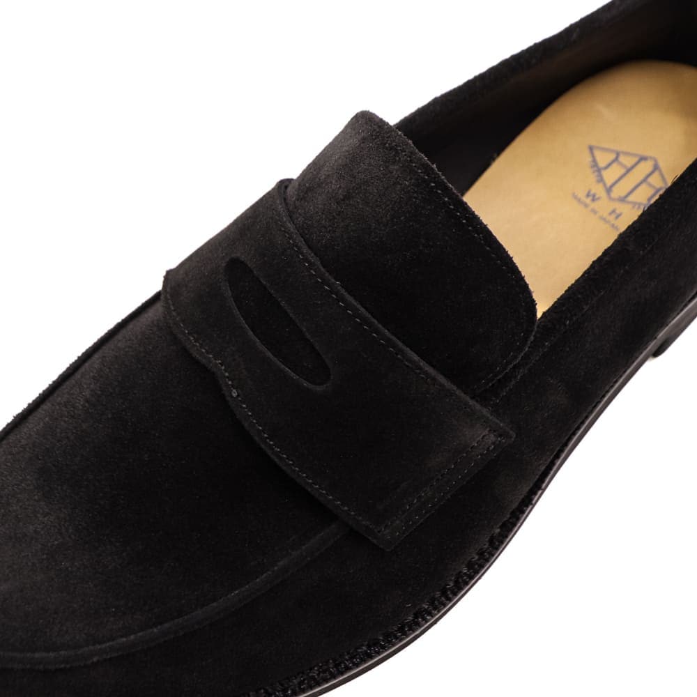 ダブルエイチ レザーシューズ メンズ チャールズFステッド社 ヤヌスカーフ スエード コインローファー ソフトシリーズ WH WHF-0004J WH0 BLK 秋冬新作