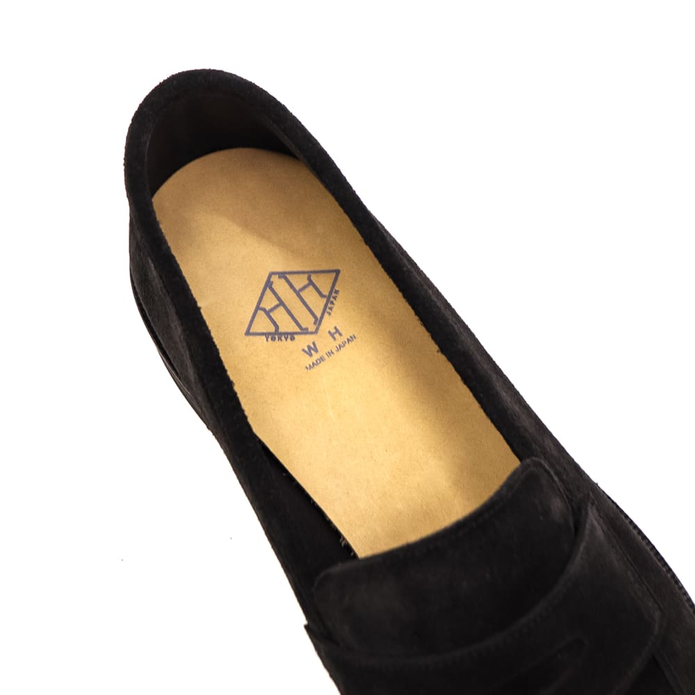 ダブルエイチ レザーシューズ メンズ チャールズFステッド社 ヤヌスカーフ スエード コインローファー ソフトシリーズ WH WHF-0004J WH0 BLK 秋冬新作