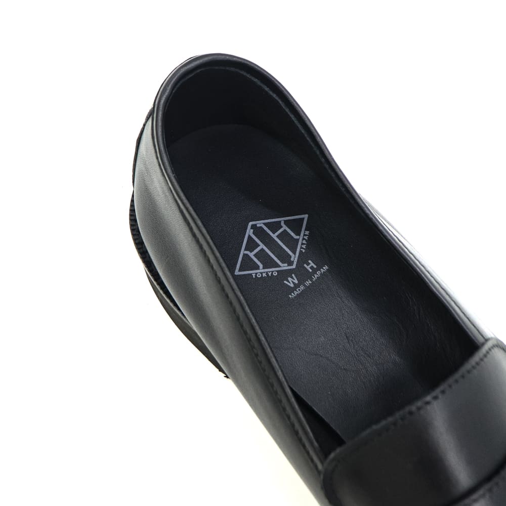 ダブルエイチ レザーシューズ メンズ アノネイ社 フンシャルカーフ コインローファー ソフトシリーズ WH WHF-0004 WH0 BLK 秋冬新作