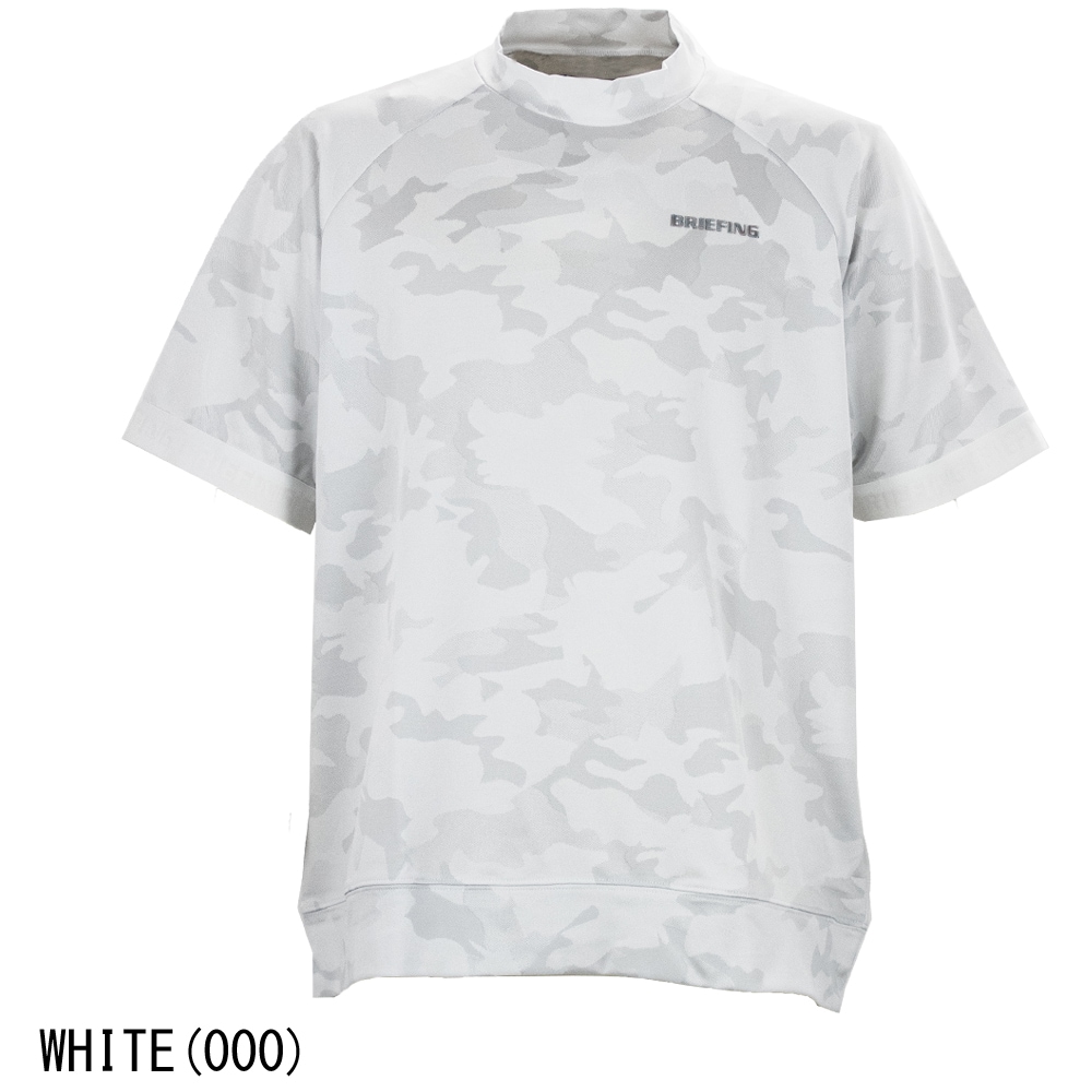 BRIEFING - 古着 BRIEFING ブリーフィング 日本製 総柄 ゴルフ 長袖 ハイネック シャツ M ホワイト RELAXED FIT メッシュジャガード生地 メンズ ブリーフィング（BRIEFING）（メンズ）ゴルフウェア TOUR ロング
