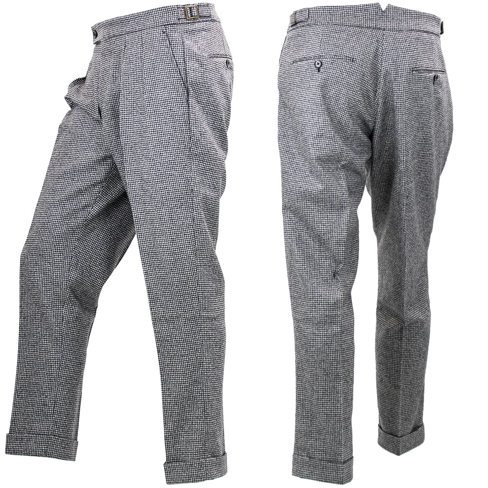 ベルウィッチ パンツ メンズ 千鳥柄 ウールフランネル 2タック スラックス スコッチ BERWICH SCOTCH BRW AN4326 GREY 秋冬新作