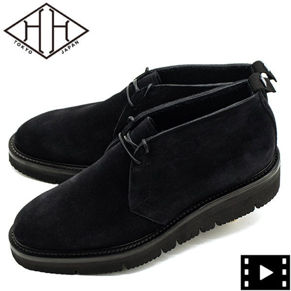 ダブルエイチ ブーツ メンズ 撥水 シャラーダ社製オッタープルーフスエード チャッカブーツ WH Otter Proof WHZGC-0700S WH0 BLK