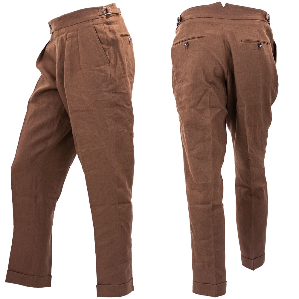 ベルウィッチ パンツ メンズ リネン 2タック スラックス スコッチ BERWICH SCOTCH BRW VT133 春夏新作