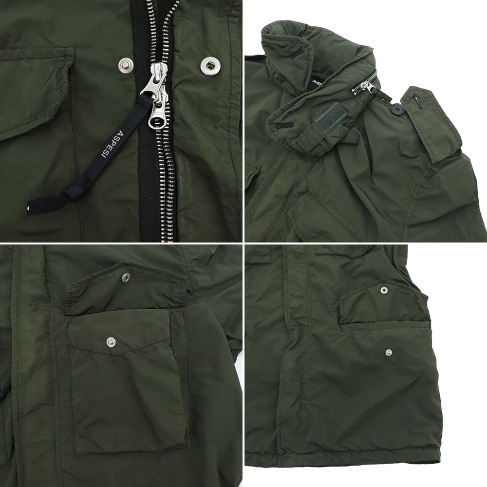 アスペジ ブルゾン メンズ ガーメントダイ ポリエステル ナイロン M-65型フィールドジャケット ASPESI 65 REPLICA ASP 4II721F973 春夏新作