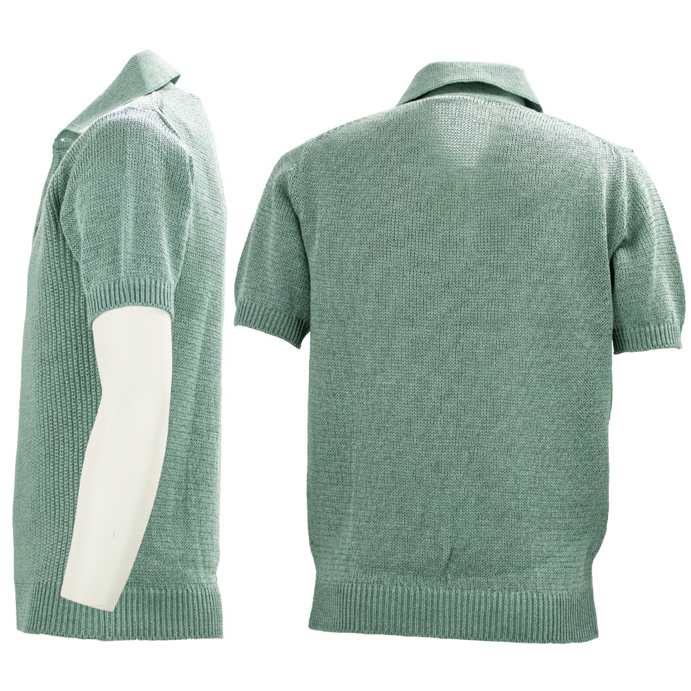 Rinascente コットン＋和紙ニットポロシャツ Rinascenteの和紙混ニット | Navy Circle