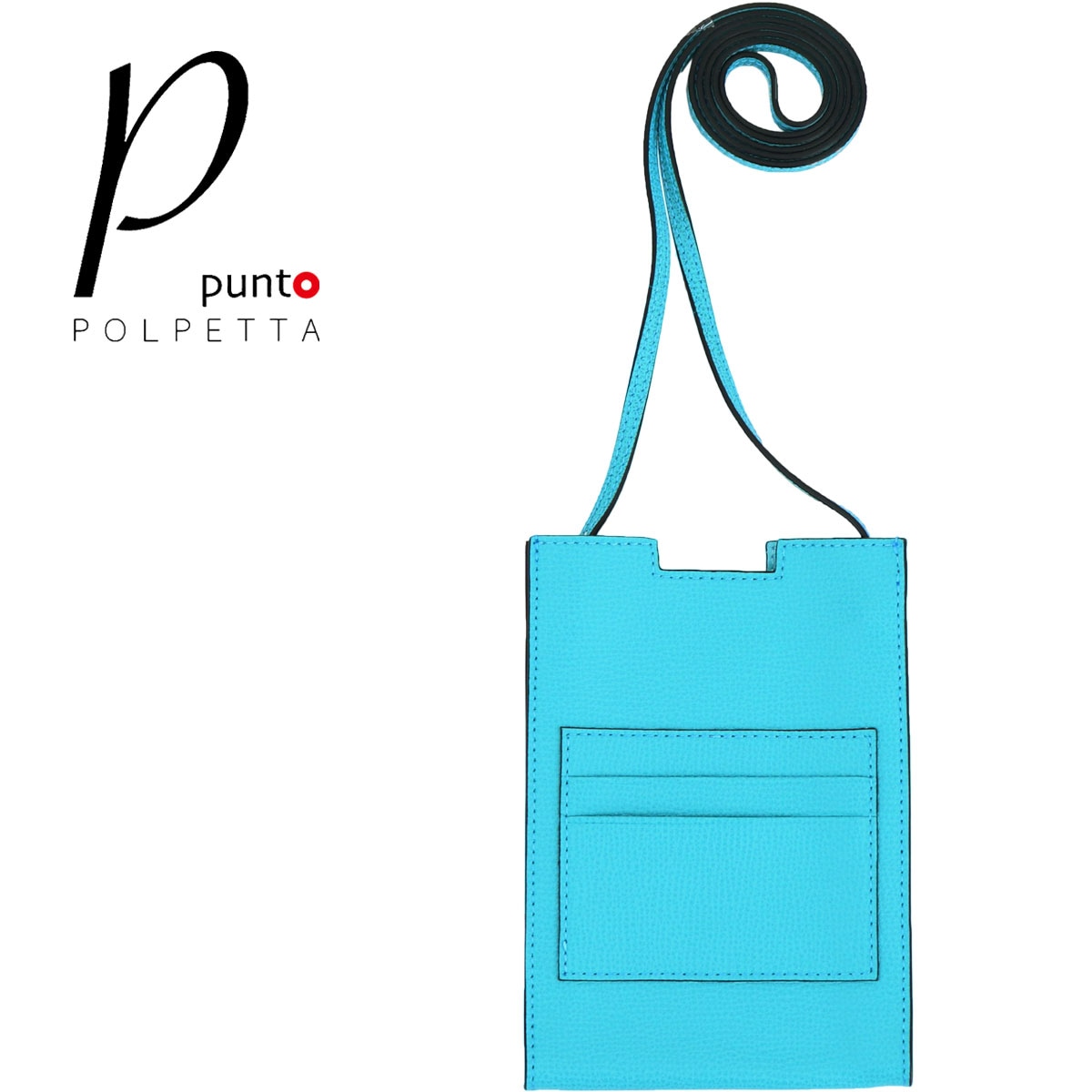 【セール 半額以下】ピープント ポルペッタ サコッシュ ナチュラルグレインエンボスレザー ミニサコッシュ ショルダーバッグ サイドポーチ P punto POLPETTA PARTENZA-P TURQUISE（ターコイズ） 【返品交換不可】