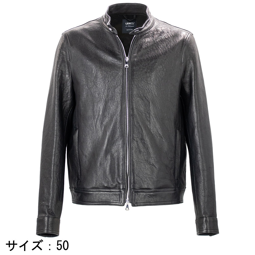 エンメティ ライダース メンズ スペシャルレザー ニュージーランド産 ラムスキン シングルライダース ユーリ EMMETI JURI EMT SP LEATHER NUOVA ZELANDA NERO 春夏新作