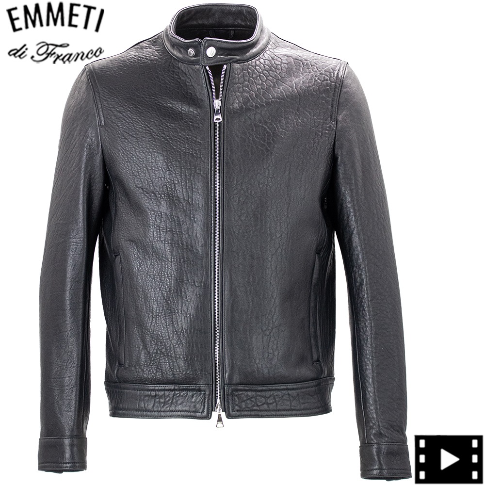 エンメティ ライダース メンズ スペシャルレザー ニュージーランド産 ラムスキン シングルライダース ユーリ EMMETI JURI EMT SP LEATHER NUOVA ZELANDA NERO 春夏新作