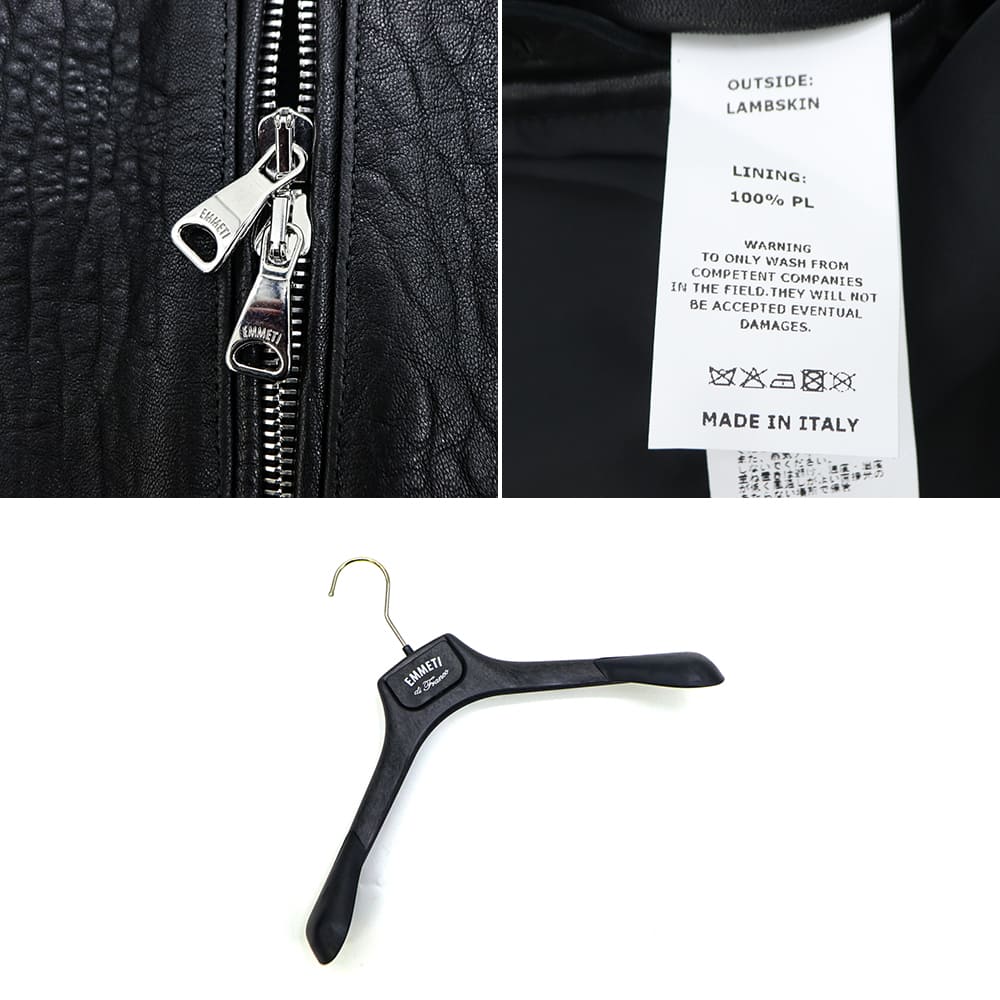 エンメティ ライダース メンズ スペシャルレザー ニュージーランド産 ラムスキン シングルライダース ユーリ EMMETI JURI EMT SP LEATHER NUOVA ZELANDA NERO 春夏新作