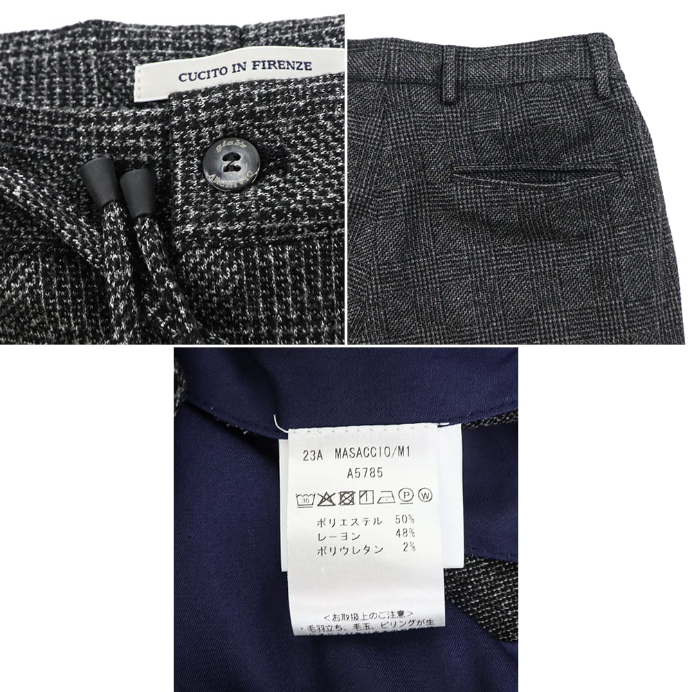 ジャブスアルキヴィオ パンツ メンズ グレンチェック クリースステッチ テーパードパンツ マサッチョ giabsarchivio MASACCIO GBS M1-A5785 41 秋冬新作