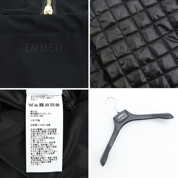ラス1秋新品大きめ大人気EMMETIパンチングレザー中綿ベスト エンメティ ライダース メンズ パンチングレザー ストレッチ