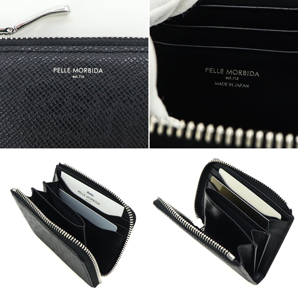 ペッレモルビダ 財布 牛革 型押しレザー L字ジップ ミニ財布 コンパクト財布 バルカ PELLE MORBIDA Barca PMO-BA333 PMO