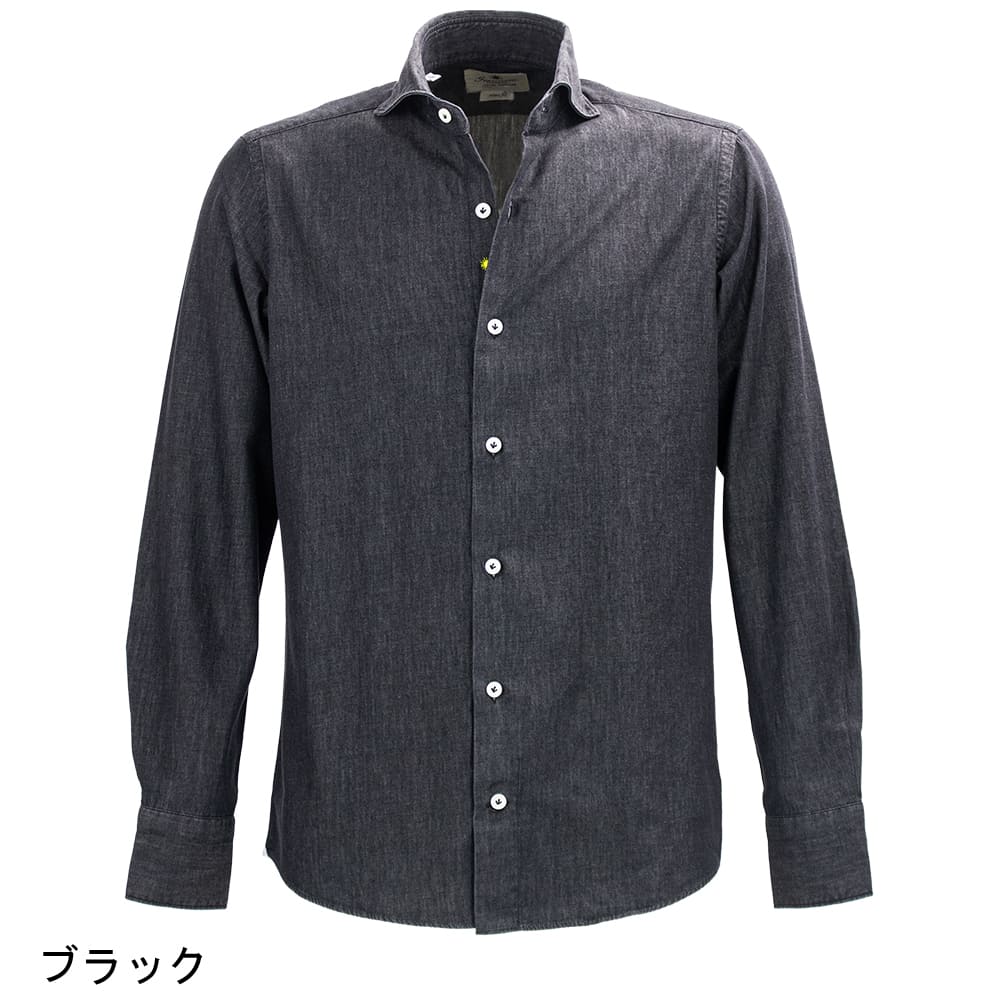 ジャンネット シャツ メンズ コットン カッタウェイ ヴィンチフィット ウォッシュ加工 デニムシャツ GIANNETTO WASHING DIVISION VINCI FIT 347600V84 GNT 秋冬新作