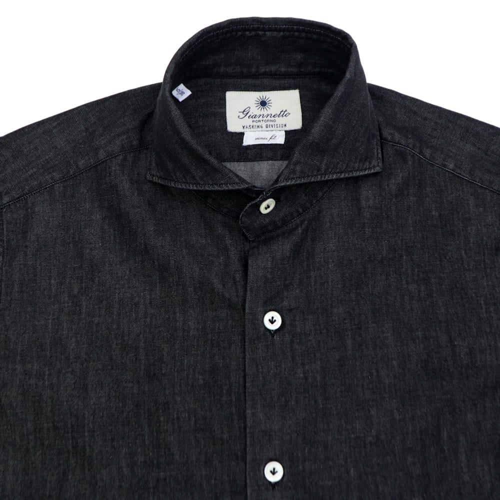 ジャンネット シャツ メンズ コットン カッタウェイ ヴィンチフィット ウォッシュ加工 デニムシャツ GIANNETTO WASHING DIVISION VINCI FIT 347600V84 GNT 秋冬新作